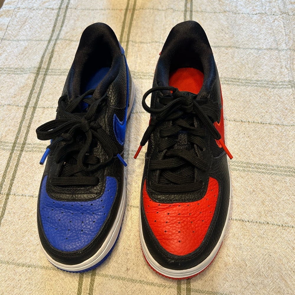 Nike Blue and Red Asymmetrical Sneakers